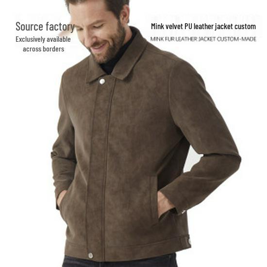 Мужская кожаная жилетка на флисовой подкладке с множеством карманов для осени и зимы - Стиль с V-образным вырезом для пап и пожилых людей