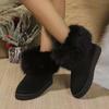 Модные женские зимние сапоги Rimocy Fluffy Faux Fur Snow Boots 2024 года, зимние короткие плюшевые ботильоны на плоской подошве, женские удобные теплые хлопковые ботинки больших размеров