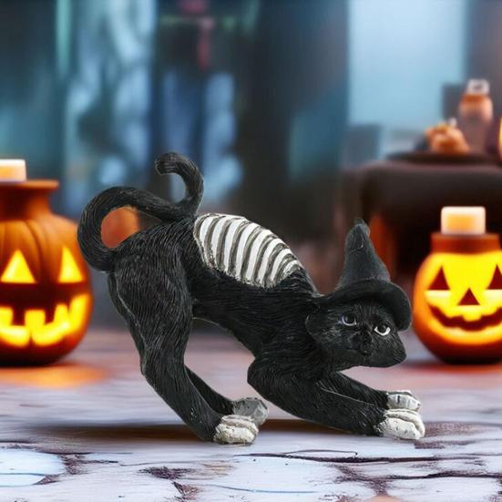 Хэллоуин Черная Кошка Статуэтка Жуткая Статуэтка Ведьмы Смола Паук Животное Скульптура Домашний Офис Настольное Украшение Орнамент Фестиваль Подарок