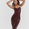 Женское сексуальное платье с открытой спиной из тонкой кожи на бретельках, модное платье без рукавов с застежкой-молнией, длинное платье на бедрах, вечернее платье
