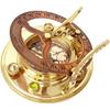 Brass & Copper Sundial Compass, Sundial Clock with Leather Case, Nautical Marine Boat Gift, Sun Clock Pirate Ship Replica