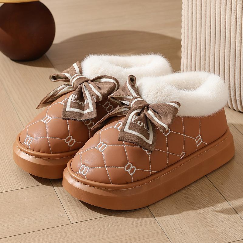 Plush Shoes Autumn and Winter Platform Bag Heel Cotton Shoes Pregnant Women Plush Warm Indoor Home Cotton Slippers