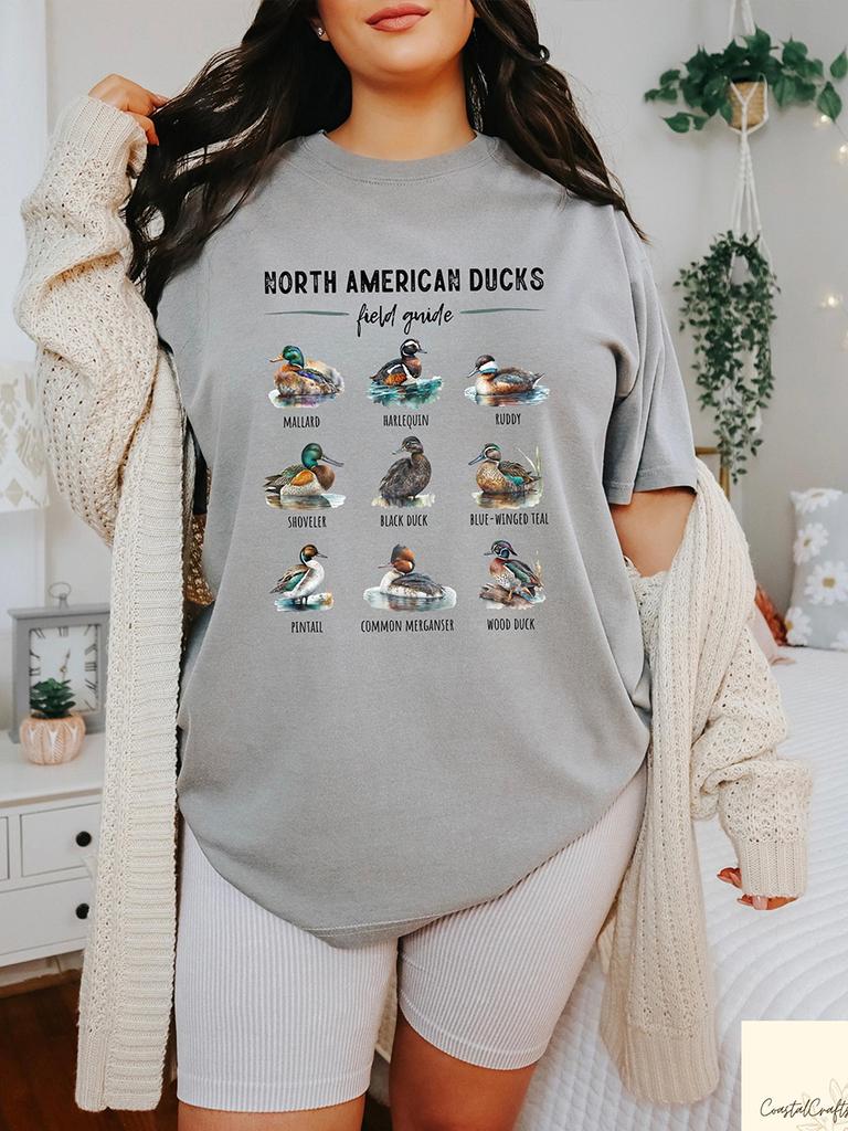 Retro Comfort Duck Tshirt Ducks of North America Shirt Cute Waterfowl Nature Lover Gift Cute Duck Y2K Unisex Shirt Streetwear