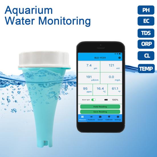 6-in-1 Smart Pool Water Tester Digital Display IP67 Waterproof Bluetooth-compatible