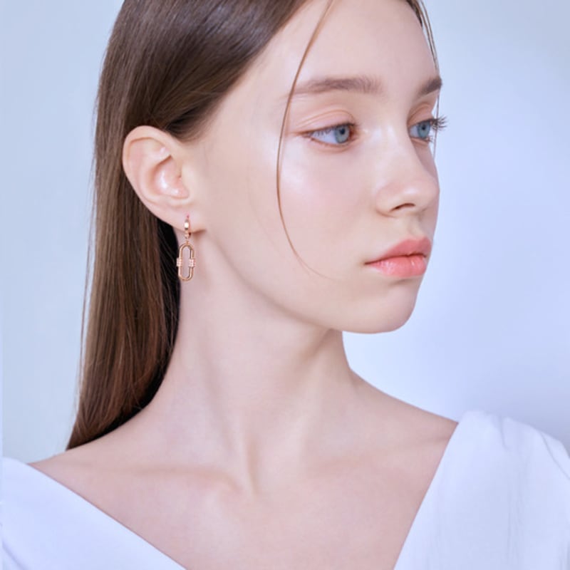 ELLE Jewelry 14K Fork Drop One-Touch Earrings (Gold Pin) ELGPEE439