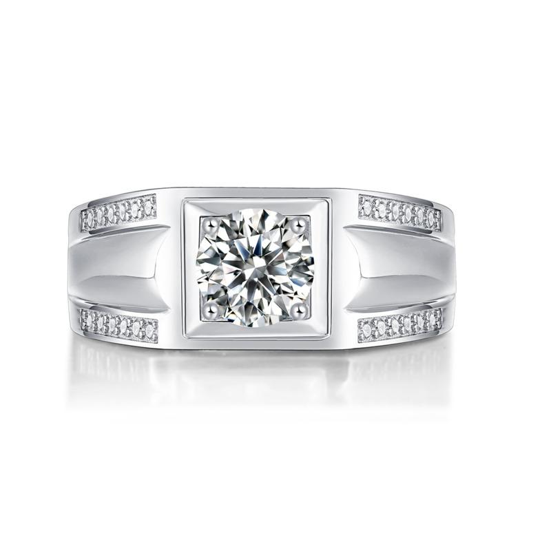 Bague Ringen Серебро S925 с инкрустацией муассанитом 1 карат, модное мужское кольцо с регулируемым размером