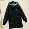 Winter Loose Thickened Women Middle Long Parkas Coat Long Sleeve With Hooded Black Coat