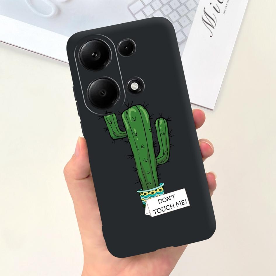 Чехол для Xiaomi Redmi Note 13 Pro 4G 2024 Милое Сердечко Кактус Мягкий Матовый ТПУ Чехол для Xiaomi Poco M6 Pro 4G Note13 Pro Чехол