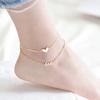 Gift Beach Double-Layer Titanium steel Fashion Jewelry Snake Chain Foot accessories Love Anklet