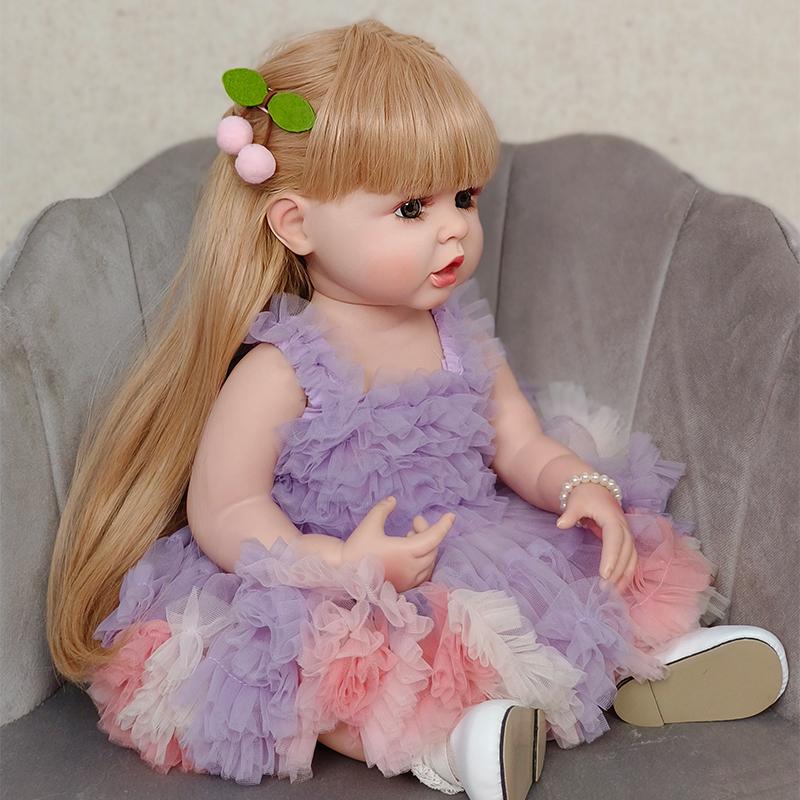 55CM Reborn Dolls Silicone Full Body Bebe Reborn Reallista Cute Princess Toddler Can Bath Toys For Children Birthday Gift