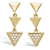 [P1208] - White Gold 'Triangles' Gold Plated Earrings - 20x7 Mm