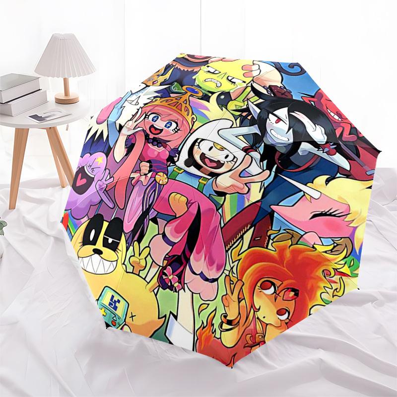 1pc Bubble Guppies Automatic Folding Outdoor Umbrella - Portable 3-Fold Design with 8-Rib Iron Frame, Perfect for Outdoor Use, Travel, and Gifts!