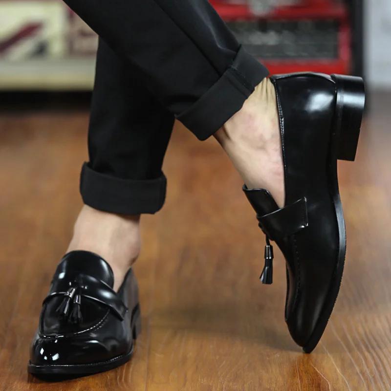 New Fashion Pointed Toe Men's Dress Shoes Comfy Leather Shoes Men Slip-on Wedding Shoes for Men Best Quality Zapatos De Vestir