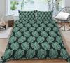 3D Green Leaf Bedding Plant Down Quilt Cover and Pillowcase 2 or 3 Pieces of Microfiber Fabric with Zipper Washable Super Soft Home Decoration