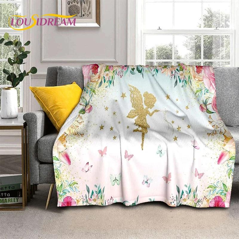 Милая балерина, фея, мультяшное мягкое флисовое одеяло для кровати, спальни, дивана, пикника, плед для отдыха на открытом воздухе, подарок