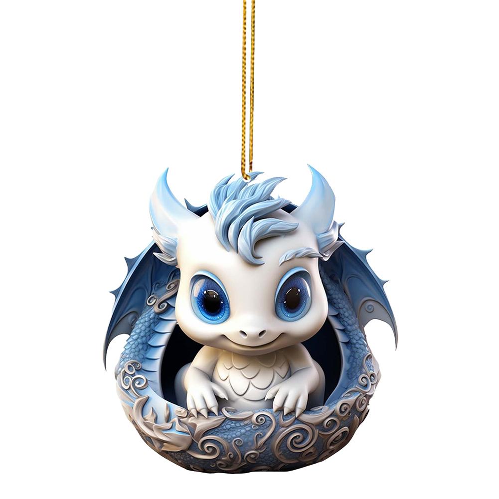 Christmas Tree Pendant Cute Dragon Baby Hanging Pendant Window Decor 2D Christmas Decoration Dragon Statue Ornament Party Gift