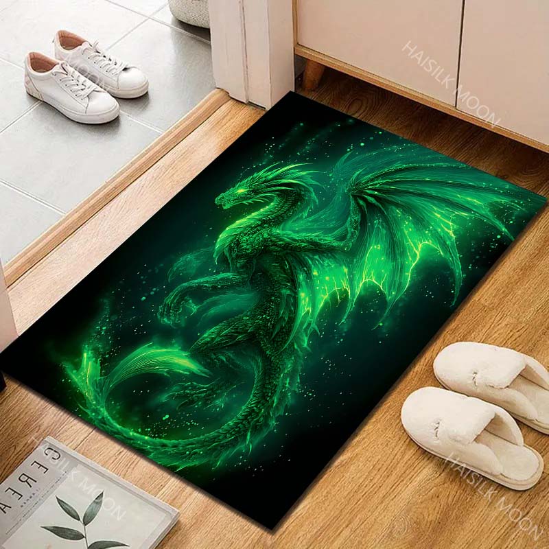 Multiple sizes Glowing green dragon Carpet for Living Room Bedroom Sofa Home Decor Rus Non-slip Floor Mat Luxury Gift