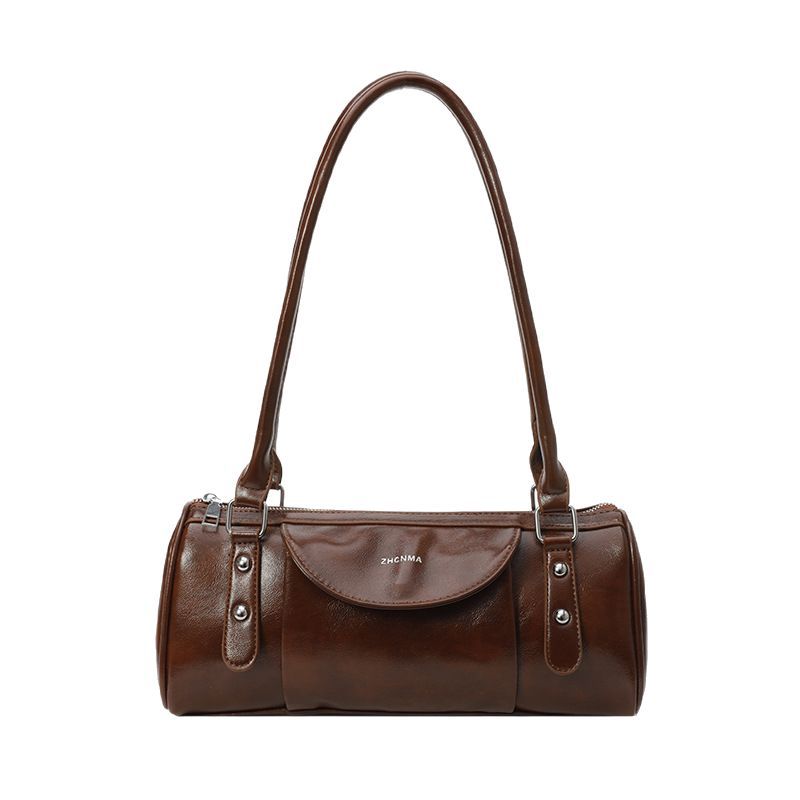 Retro high-end hand-held bowling bag women's 2025 new simple and fashionable shoulder bag versatile commuter messenger bag