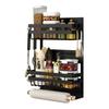 Sameyo Magnetic Refrigerator Side Rack Spice Rack Black W30 X X H45cm Tower Storage Magnetic Rack No Drilling Required Space Saving Kitchen Paper