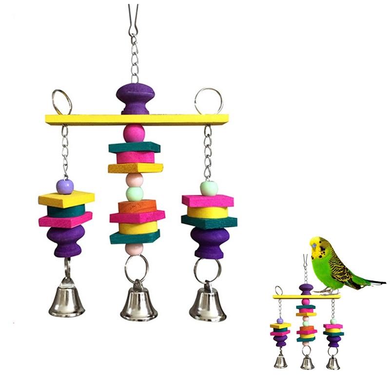Товары для домашних животных, красочные игрушки для птиц, попугаи, подвесные деревянные качели, колокольчики, волнистый попугайчик, корелла, принадлежности для инструментов, аксессуары