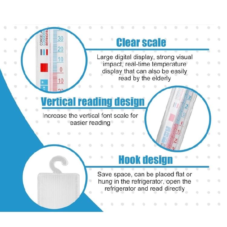 8/10 Units Refrigerator Thermometers with Hanging Hook Mechanical Thermometers Suitable for Various Cooling Appliances