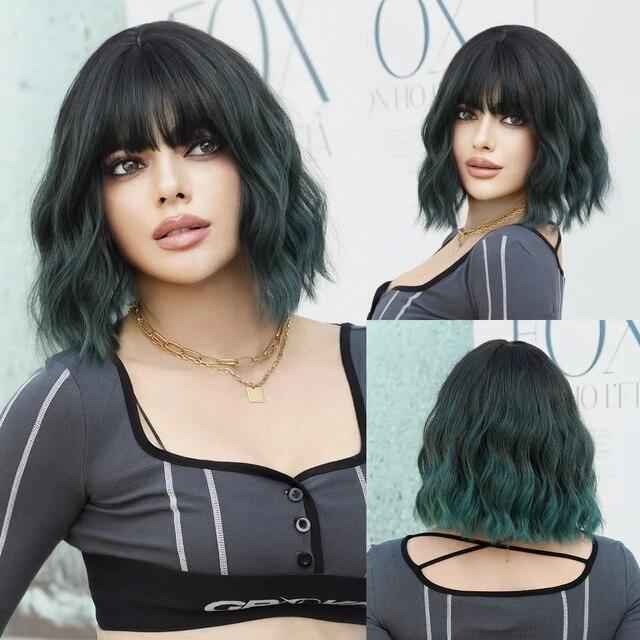 Серебристо-черный волнистый парик для женщин, повседневная вечеринка, косплей, средняя часть, парик из натуральных синтетических волос, термостойкое волокно