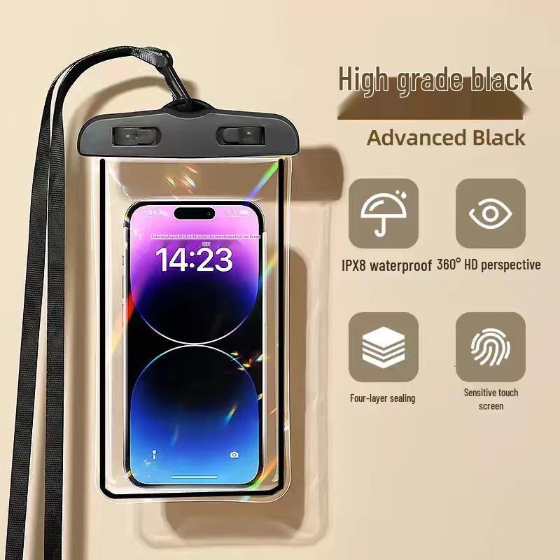 Triple-Fold Waterproof Phone Pouch with Touch Screen & Photo Capability for Swimming, Rafting, Diving – Universal Fit.