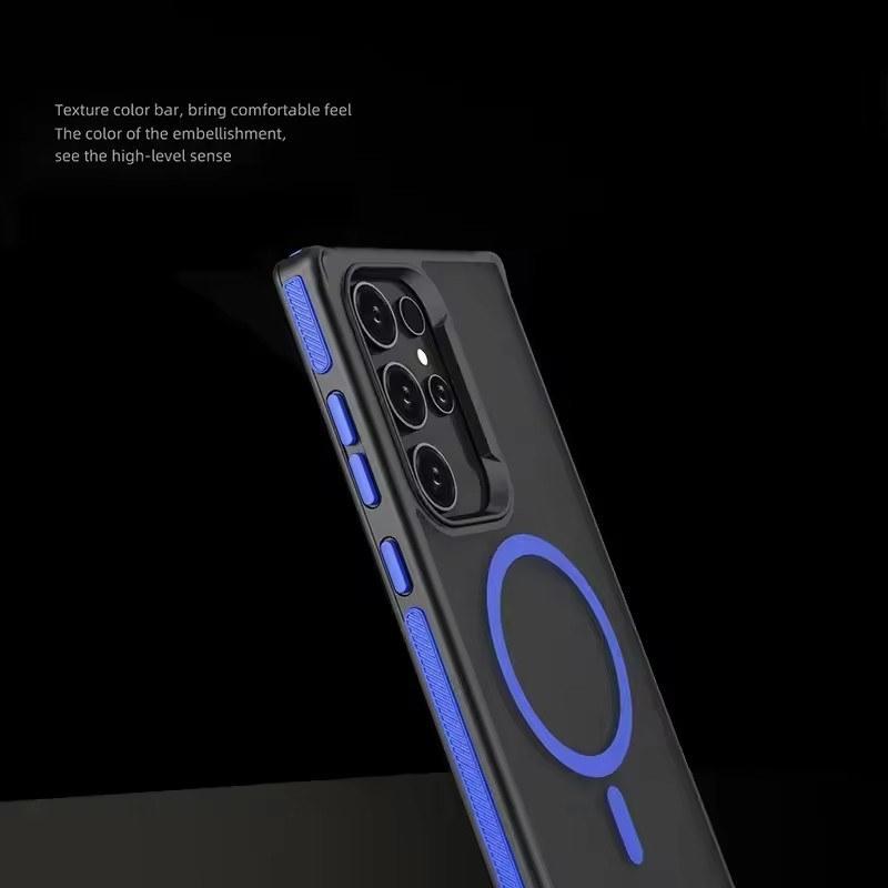 Магнитный чехол для телефона Samsung Galaxy S25 S23 S22 S24 Ultra Plus Magsafe Wireless Charger Матовый полупрозрачный противоударный чехол