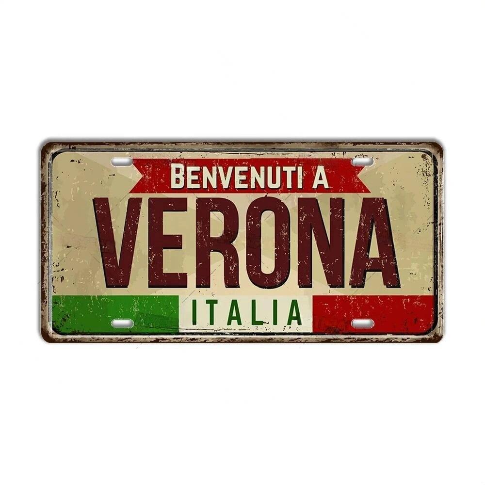 FJ Metal Tin Signs ITALY License Plate City State Tin Plaque Landmark Posters Wall Garage Bar Pub Decors