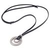 Fashion Christmas Gift Men Women Double Circle Necklace Pendant Jewelry Adjustable Leather Cord