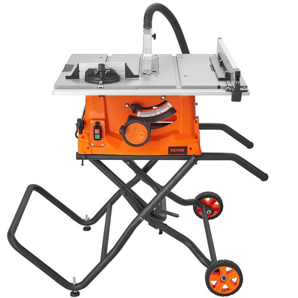 10" Table Saw w/ Stand Electric Cutting Machine 4800RPM 25-in Rip Capacity