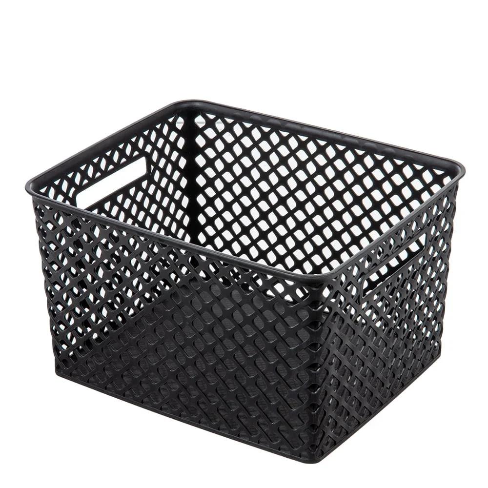 Large Decorative Storage Basket 2 Pack with Cut-Out Handles Organizing Household Items Durable Mesh Design Easy Viewing and