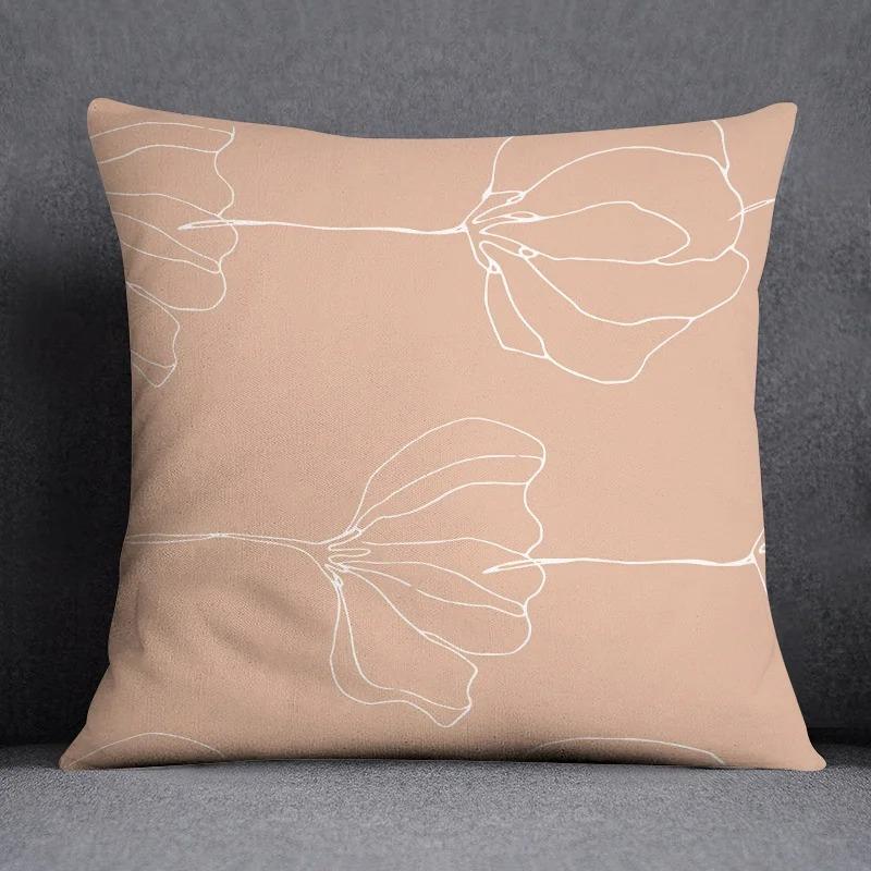 Abstract Brown Flower Decorative Pillowcase Living Room Office Ornaments Home Pillowcase