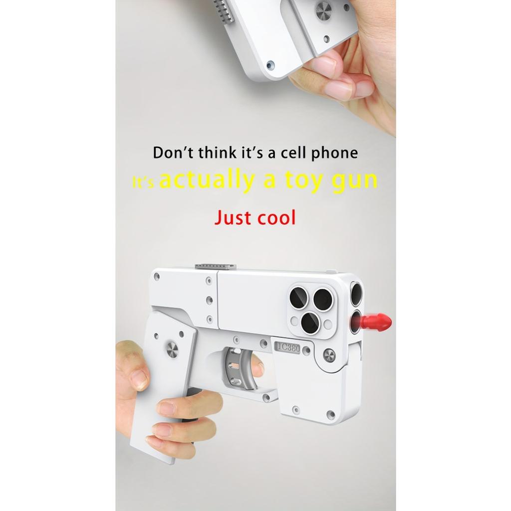 Foldable Toy Gun, Shaped Like a Mobile Phone Case for Shooting Toy Bullets, Rubber Bullet Pistol, Suitable for Halloween and Christmas Gifts.