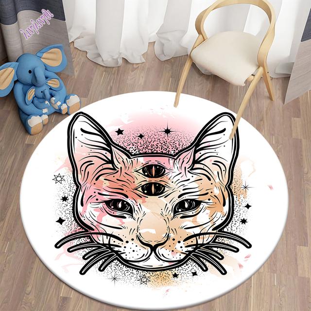 Таинственный черный кот круглый декоративный ковер гадальная подушка гадальный ковер для отеля домашний декор гостиная альфомбра