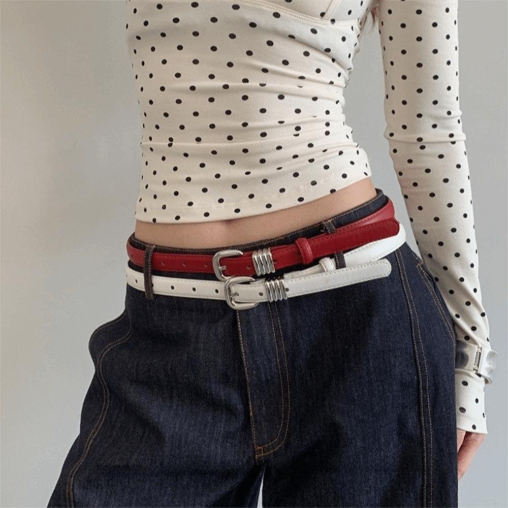 Thin Women's Belt PU Leather Dress Jeans Belt Simple Waist Belt Ladies