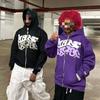 European and American Street Retro Fashion Trend Letter Printed Zipper Hoodie for Men and Women