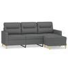 Vidaxl 3-Osobowa Sofa Z Podnóżkiem, Ciemnoszary, 180 Cm, Tkaniną