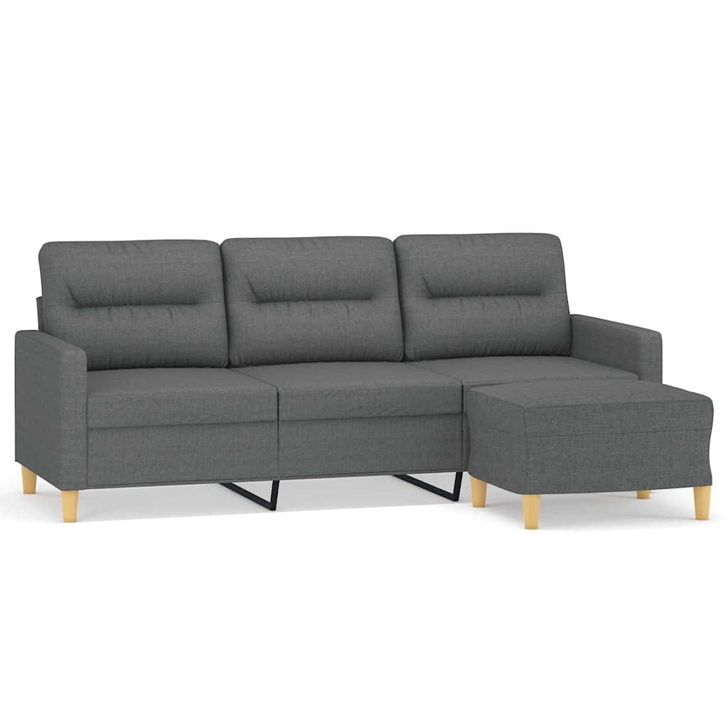 Vidaxl 3-Osobowa Sofa Z Podnóżkiem, Ciemnoszary, 180 Cm, Tkaniną