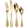 Stainless Steel 304 Vintage Palace Embossed Cutlery Set Four Piece Set for Home Gold Western Food Knife, Fork and Spoon Gifts