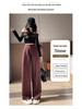 Ankola 2024 Women's High-Waist Wide-Leg Red Suit Pants for Autumn