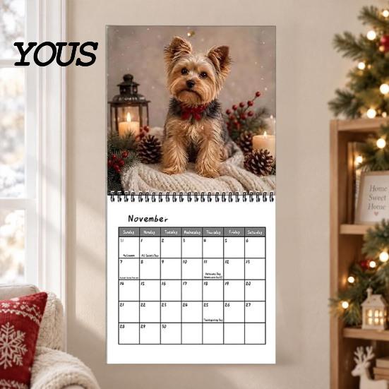 Holiday Present for Dog Owners Yorkshire Terriers 2027 Wall Calendar, Theme 12 Month Calendar with Monthly Task Tracker Cute Yorkie Photos,