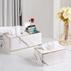 White Leather Marble Pattern Tissue & Storage Box