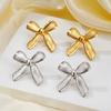 Popular Stainless Steel Electroplated 18k Gold Wind Striped Bow Earrings Earrings Jewelry
