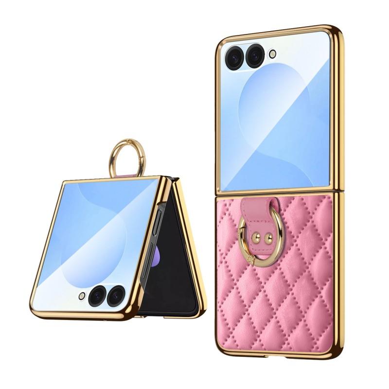 Shockproof Folding Phone Case Galaxy Z Flip 8 7 6 5 4 3 Electroplated With Ring Holder Small Fragrance Style