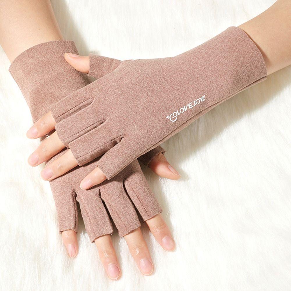 Touchscreen German Velvet Semi-Finger Short Mittens Warm Gloves Half Finger Gloves Riding Gloves