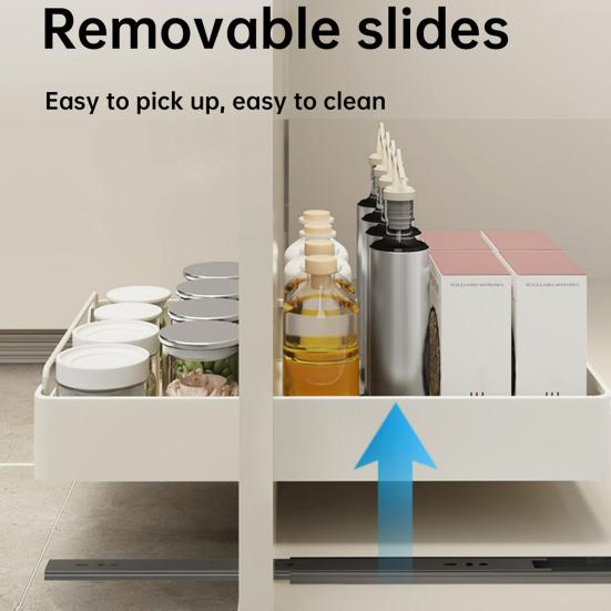 Выдвижной органайзер для шкафа, закрепленный клейкой нанопленкой. Прочные выдвижные полки для кладовой без перфорации. Выдвижной ящик. Полка для кладовой для кухни.
