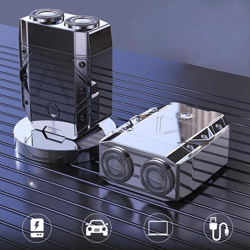 Электробритва Iron Warrior с двойной плавающей головкой, мини-нож для бороды для мужчин, портативная дорожная беспроводная бритва для лица, триммер