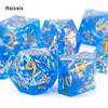 7 Pcs Blue Resin Golden Number Sharp Edge Dice Polyhedral Dice Suitable for Role-Playing RPG    Board Game