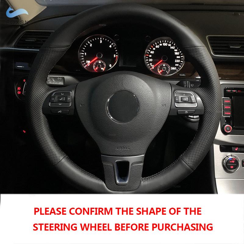 Мягкий перфорированный кожаный чехол для VW Golf 2009 Passat B5 Polo для Seat Leon 1999-2015, ручное шитье, чехол на руль автомобиля